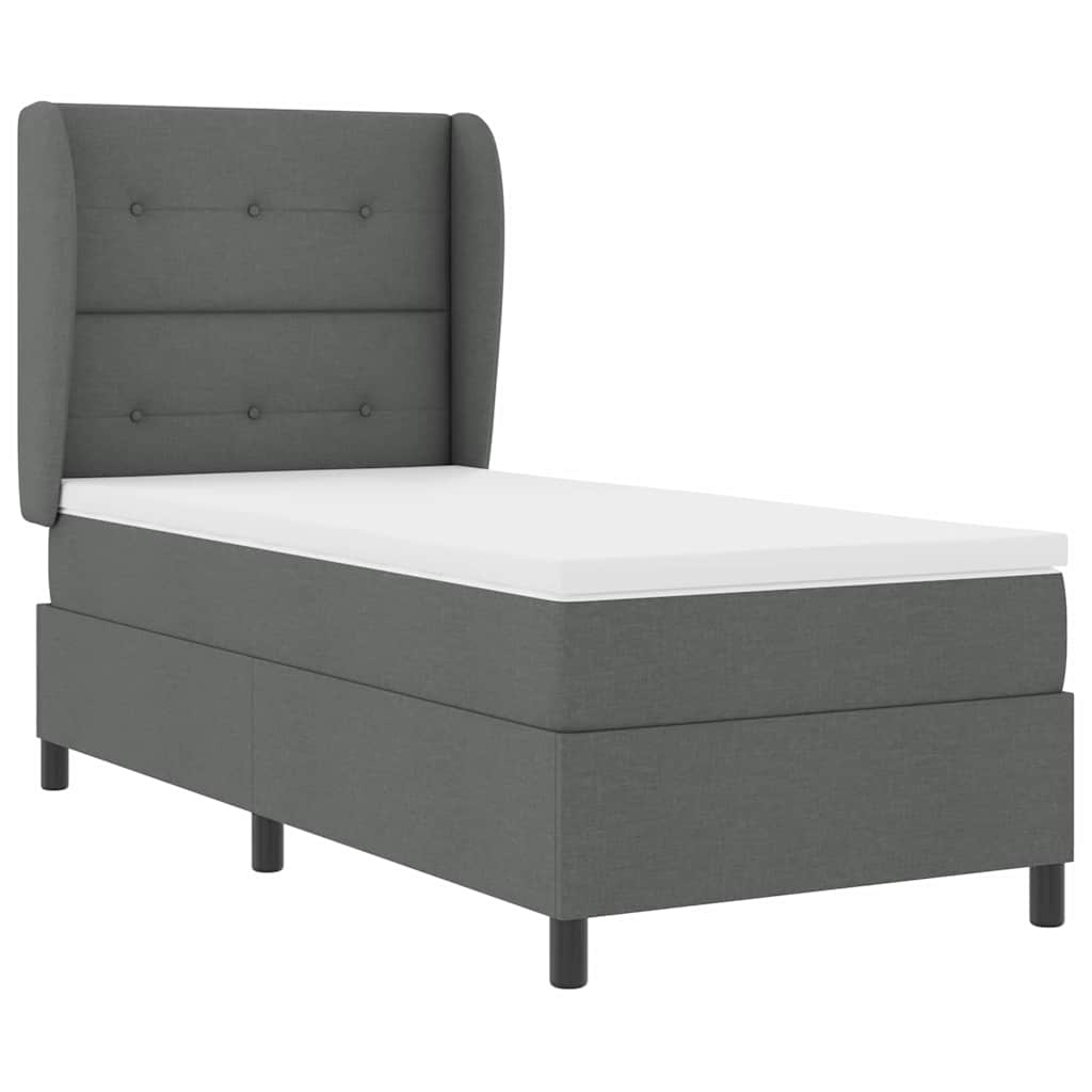 Boxspring bed met matras Donkergrijs 80 x 200 cm Stof is nu te koop bij PeponiXL, paradijselijk wonen!
