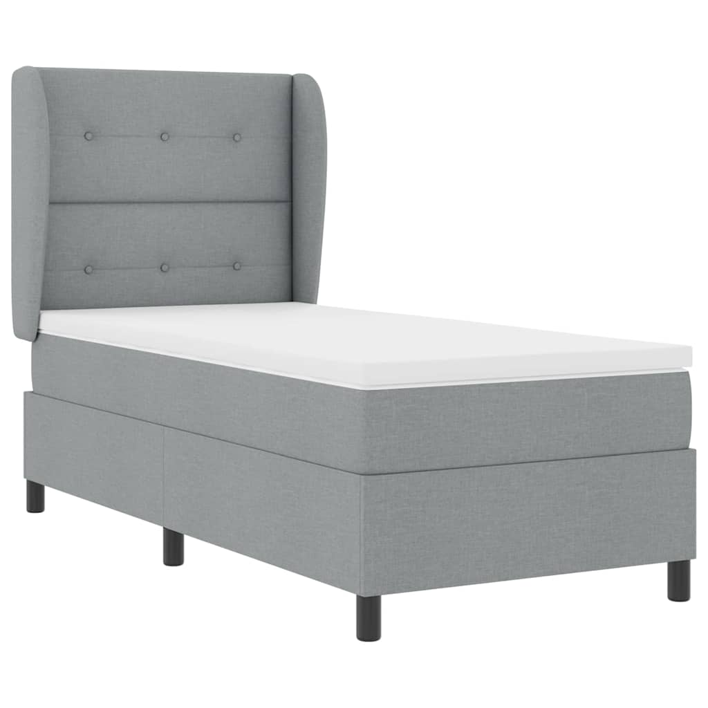 Boxspring bed met matras Lichtgrijs 90 x 190 cm Stof is nu te koop bij PeponiXL, paradijselijk wonen!