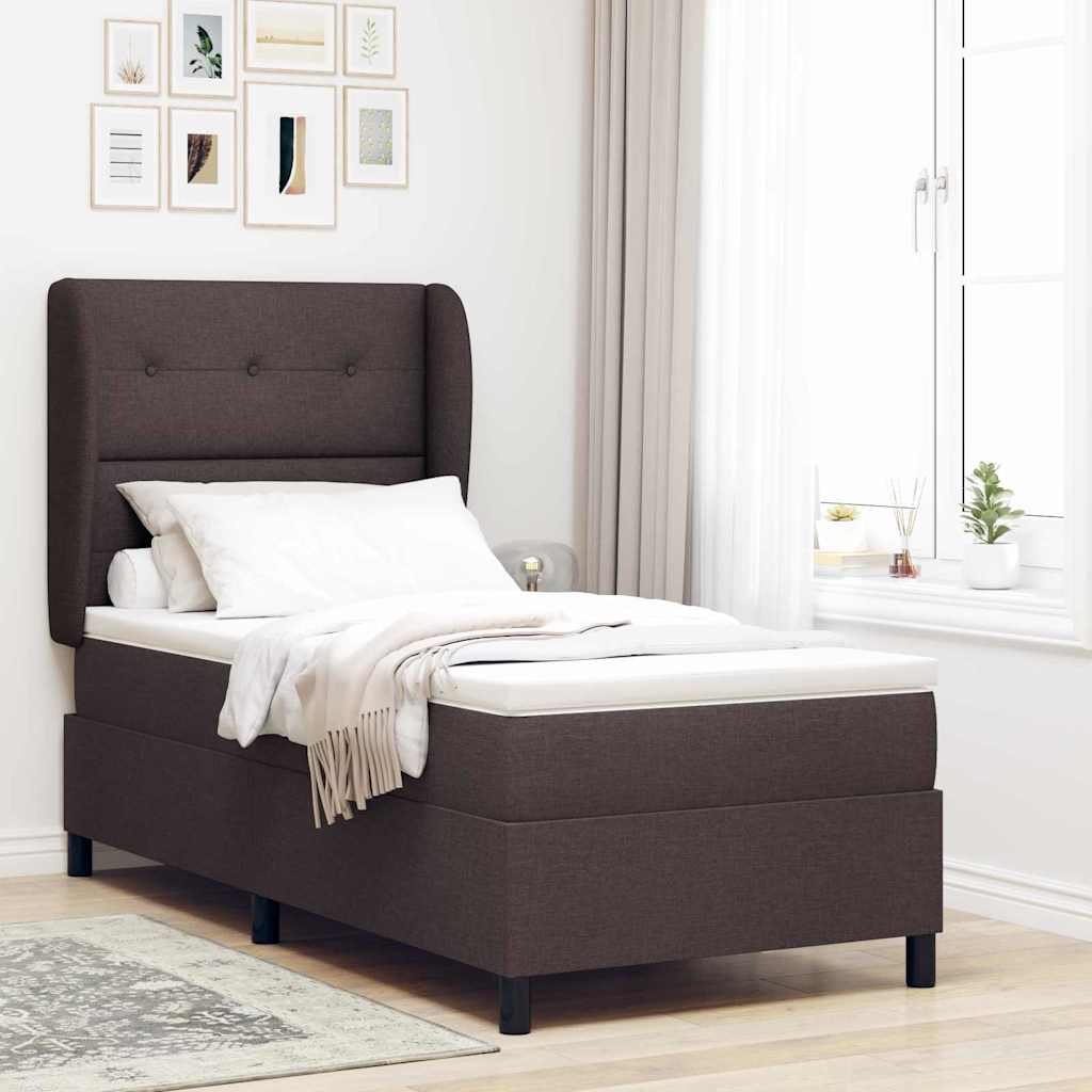 Boxspring bed met matras Donkerbruin 90 x 190 cm Stof is nu te koop bij PeponiXL, paradijselijk wonen!
