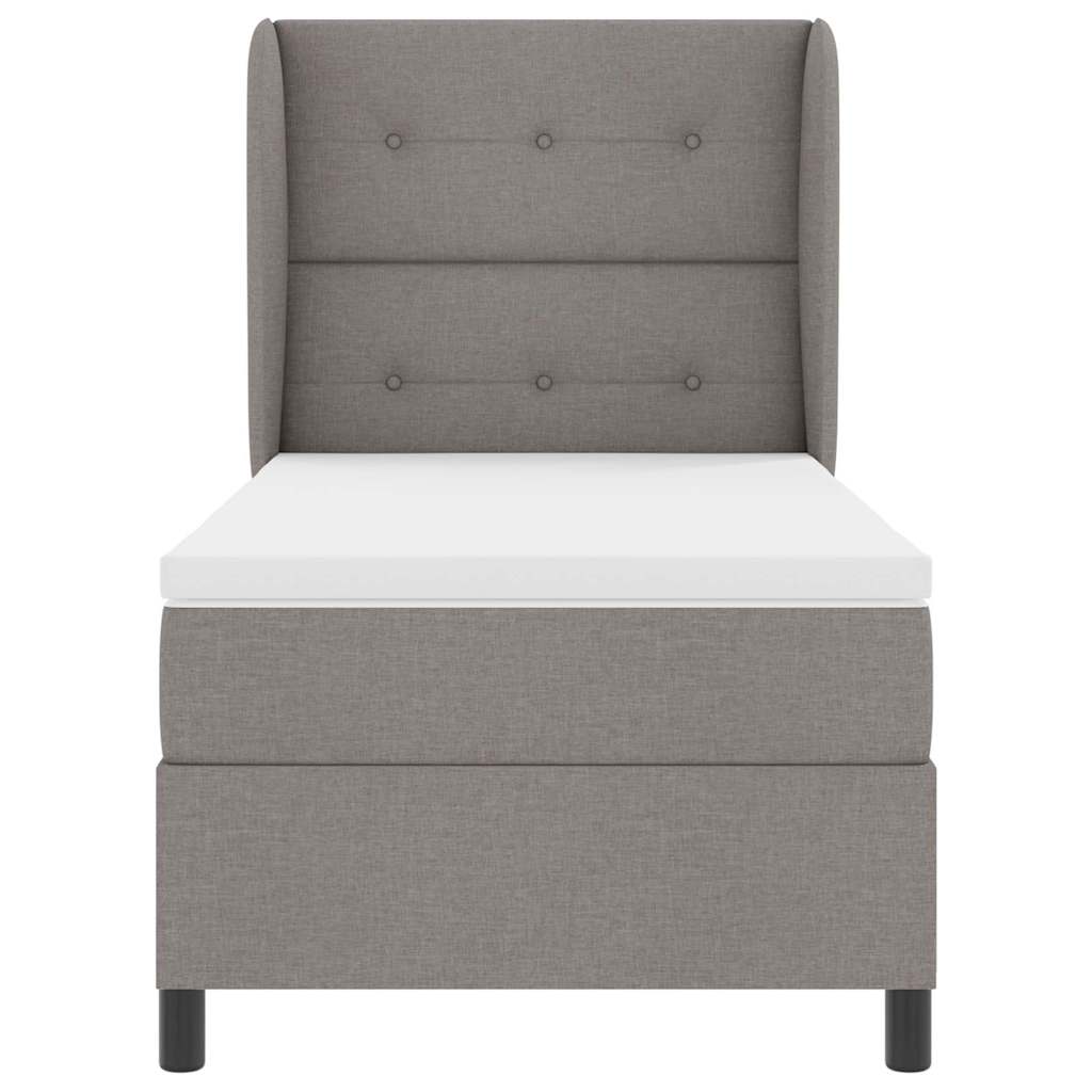 Boxspring bed met matras met hoofdeinde Taupe 90 x 190 cm Stof is nu te koop bij PeponiXL, paradijselijk wonen!