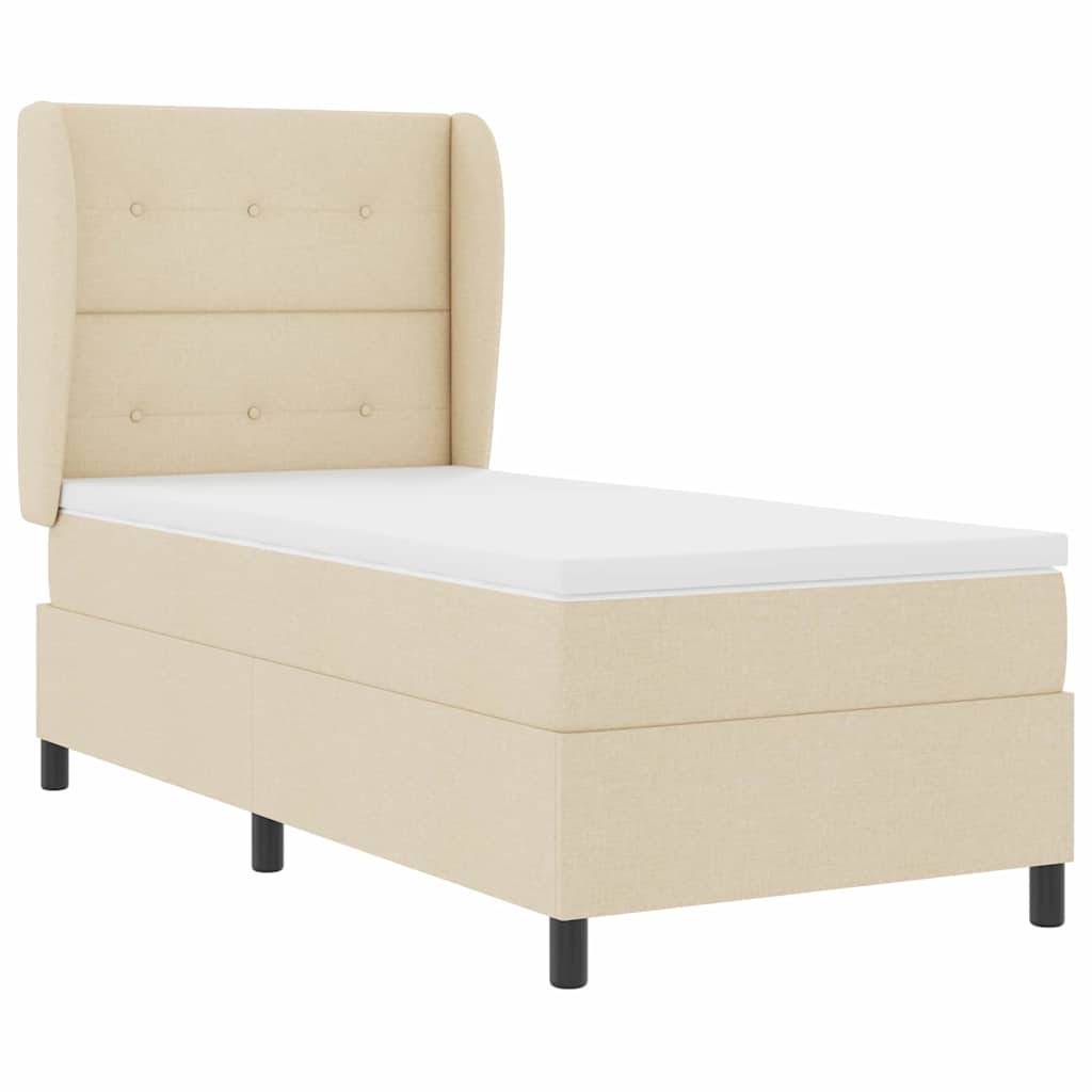 Boxspring bed met matras met hoofdeinde Crème 90 x 190 cm Stof is nu te koop bij PeponiXL, paradijselijk wonen!