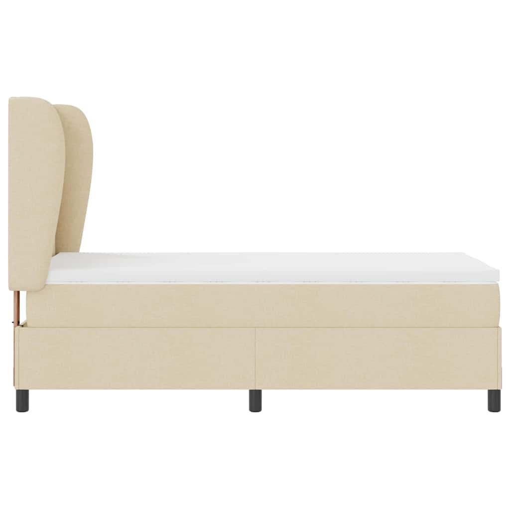Boxspring bed met matras met hoofdeinde Crème 90 x 190 cm Stof is nu te koop bij PeponiXL, paradijselijk wonen!