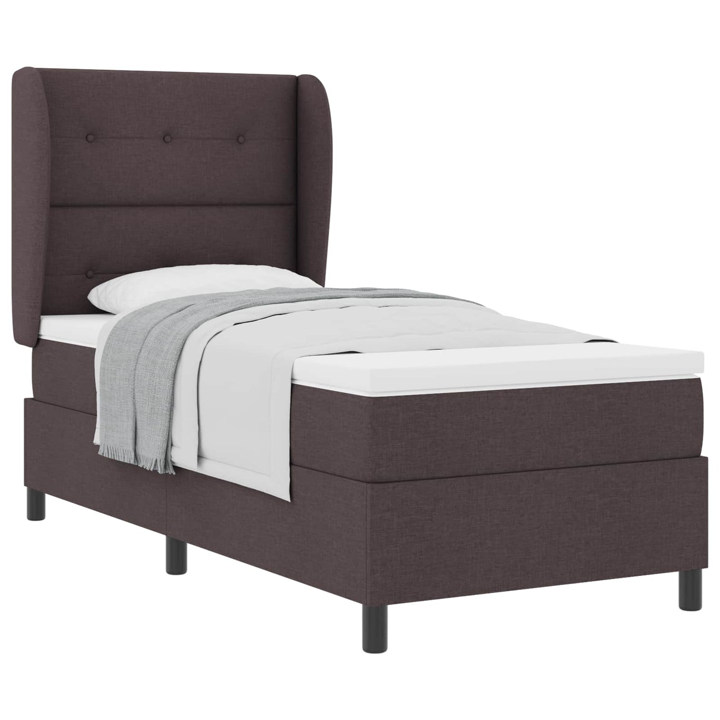 Boxspring bed met matras Donkerbruin 90 x 200 cm Stof is nu te koop bij PeponiXL, paradijselijk wonen!