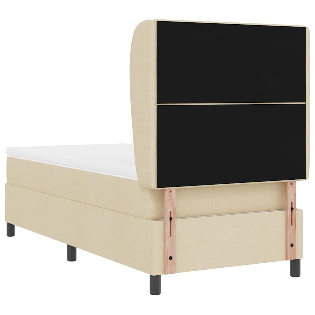 Boxspring bed met matras met hoofdeinde Crème 90 x 200 cm Stof is nu te koop bij PeponiXL, paradijselijk wonen!