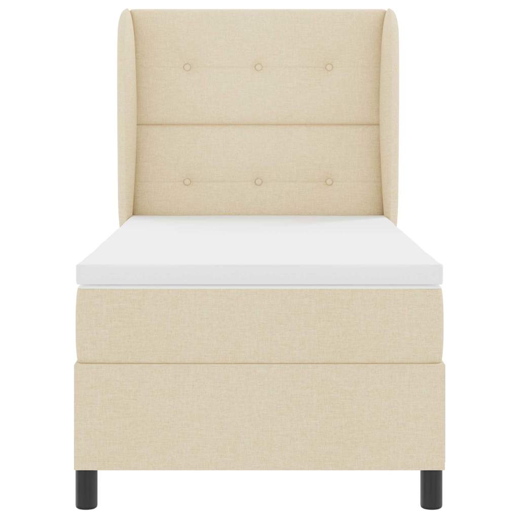 Boxspring bed met matras met hoofdeinde Crème 90 x 200 cm Stof is nu te koop bij PeponiXL, paradijselijk wonen!
