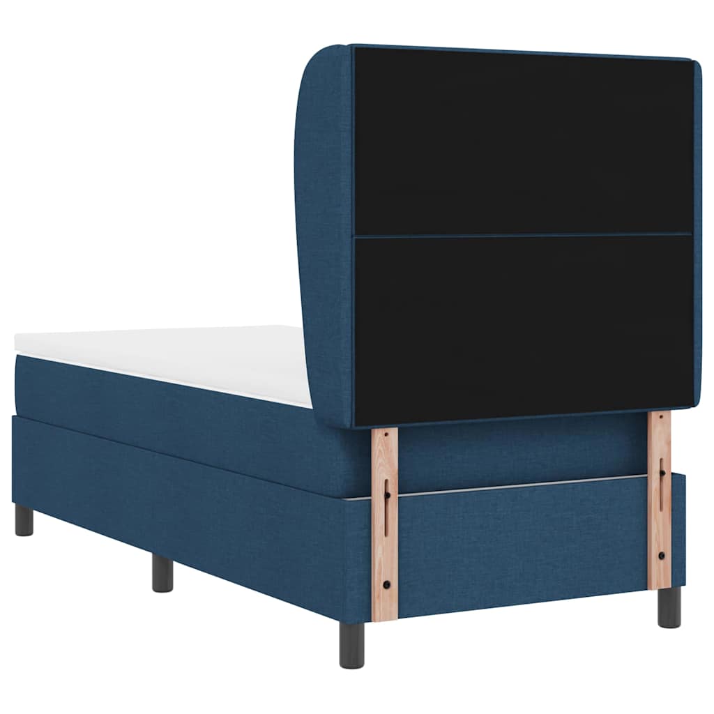 Boxspring bed met matras met hoofdeinde Blauw 100 x 200 cm Stof is nu te koop bij PeponiXL, paradijselijk wonen!