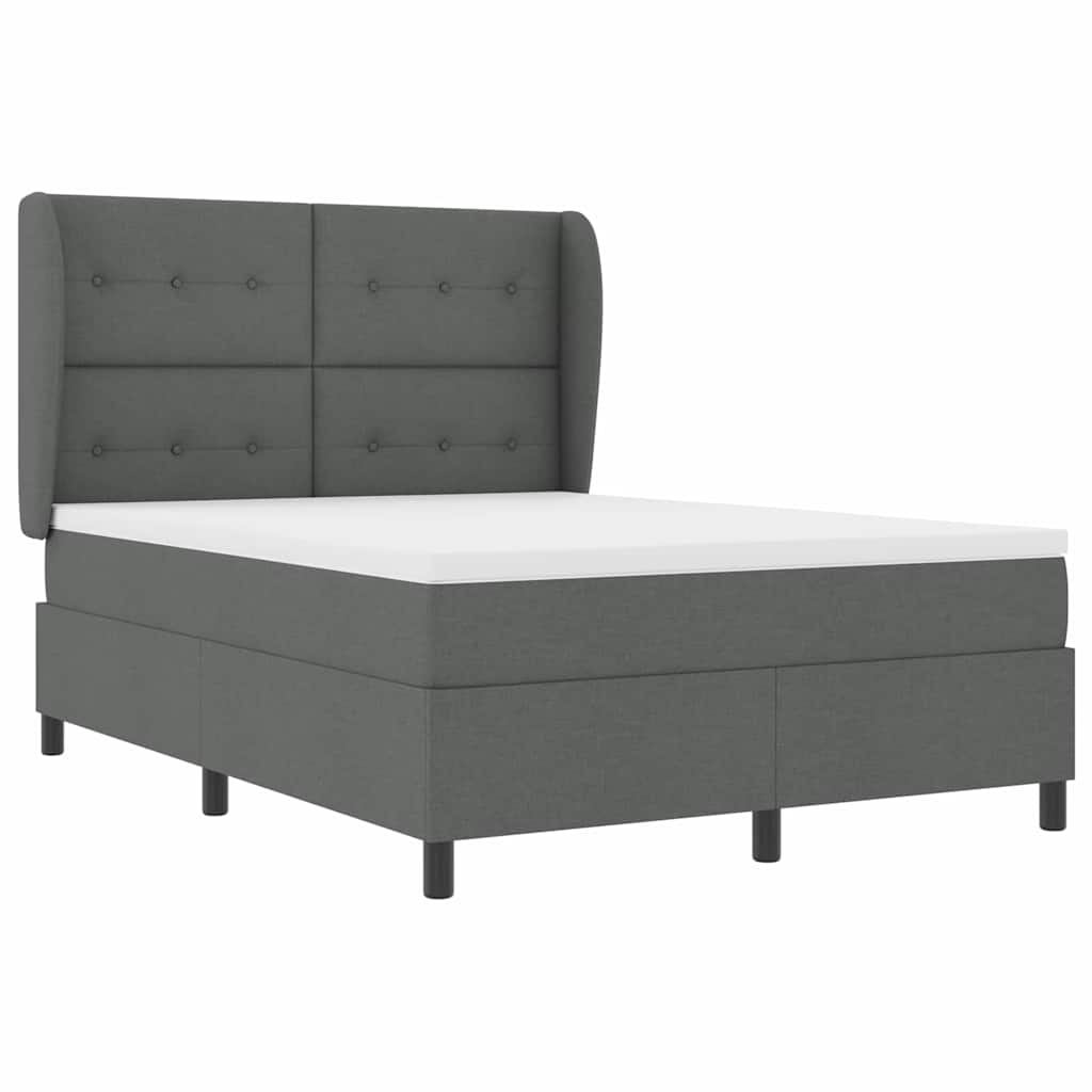 Boxspring bed met matras Donkergrijs 140 x 190 cm Stof is nu te koop bij PeponiXL, paradijselijk wonen!