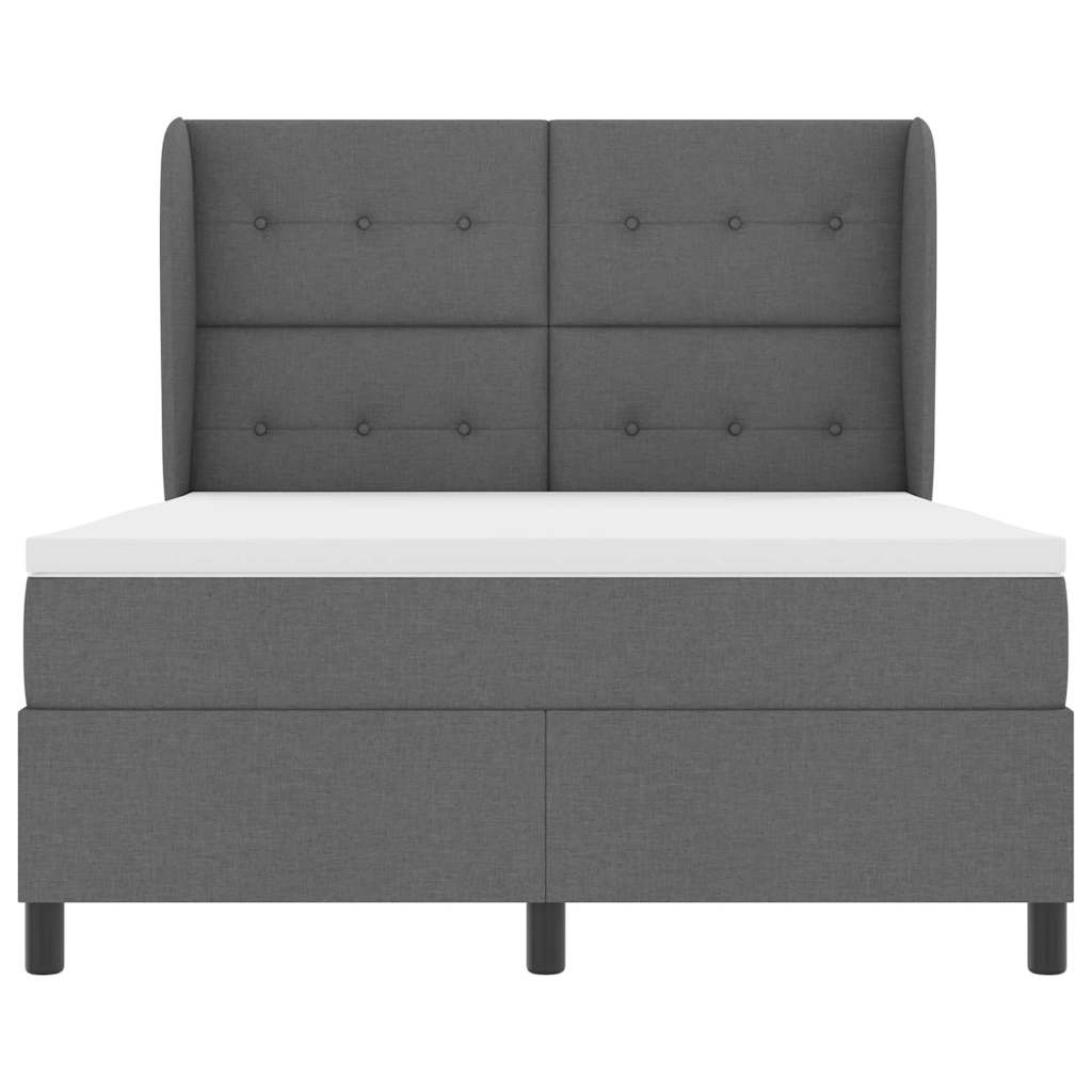 Boxspring bed met matras Donkergrijs 140 x 190 cm Stof is nu te koop bij PeponiXL, paradijselijk wonen!