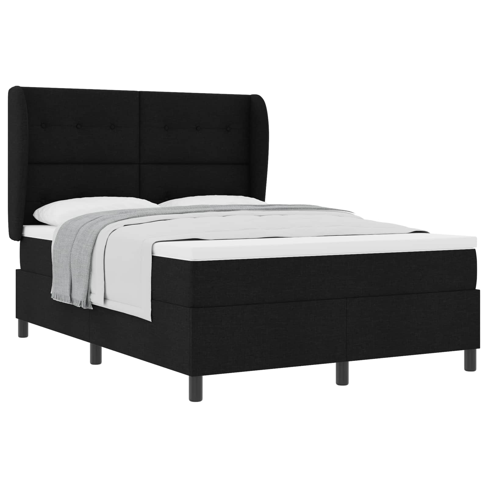 Boxspring bed met matras met hoofdeinde Zwart 140 x 190 cm Stof is nu te koop bij PeponiXL, paradijselijk wonen!