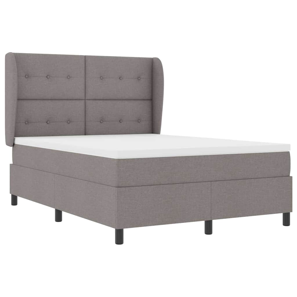 Boxspring bed met matras met hoofdeinde Taupe 140 x 190 cm Stof is nu te koop bij PeponiXL, paradijselijk wonen!