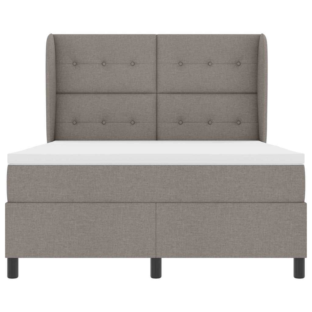 Boxspring bed met matras met hoofdeinde Taupe 140 x 190 cm Stof is nu te koop bij PeponiXL, paradijselijk wonen!