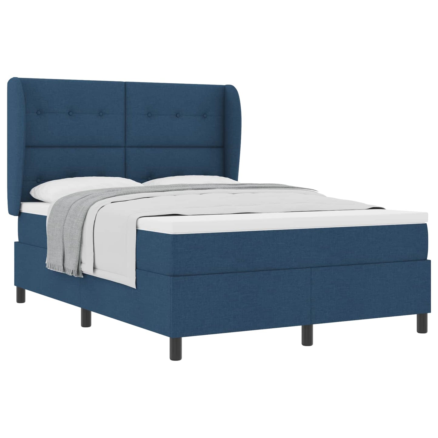 Boxspring bed met matras met hoofdeinde Blauw 140 x 190 cm Stof is nu te koop bij PeponiXL, paradijselijk wonen!