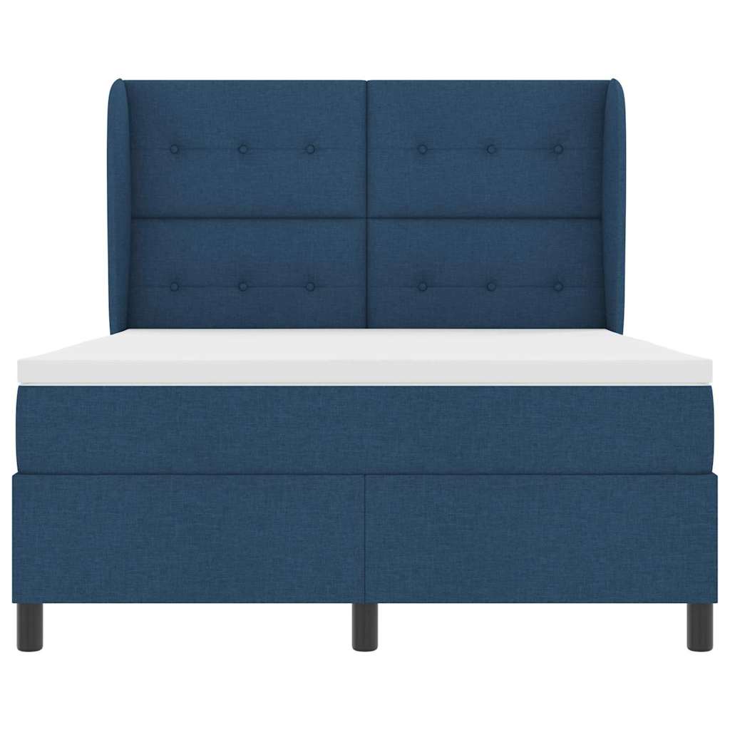 Boxspring bed met matras met hoofdeinde Blauw 140 x 190 cm Stof is nu te koop bij PeponiXL, paradijselijk wonen!