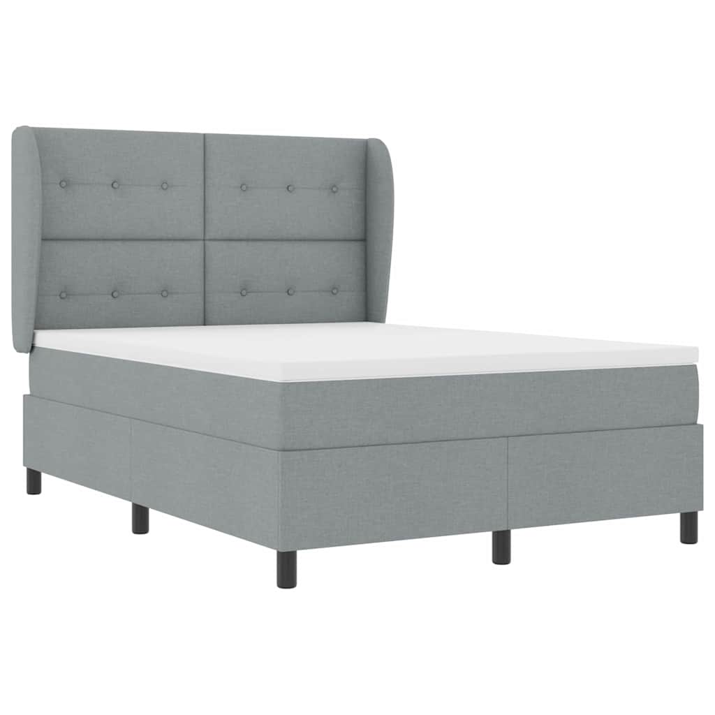 Boxspring bed met matras Lichtgrijs 140 x 200 cm Stof is nu te koop bij PeponiXL, paradijselijk wonen!
