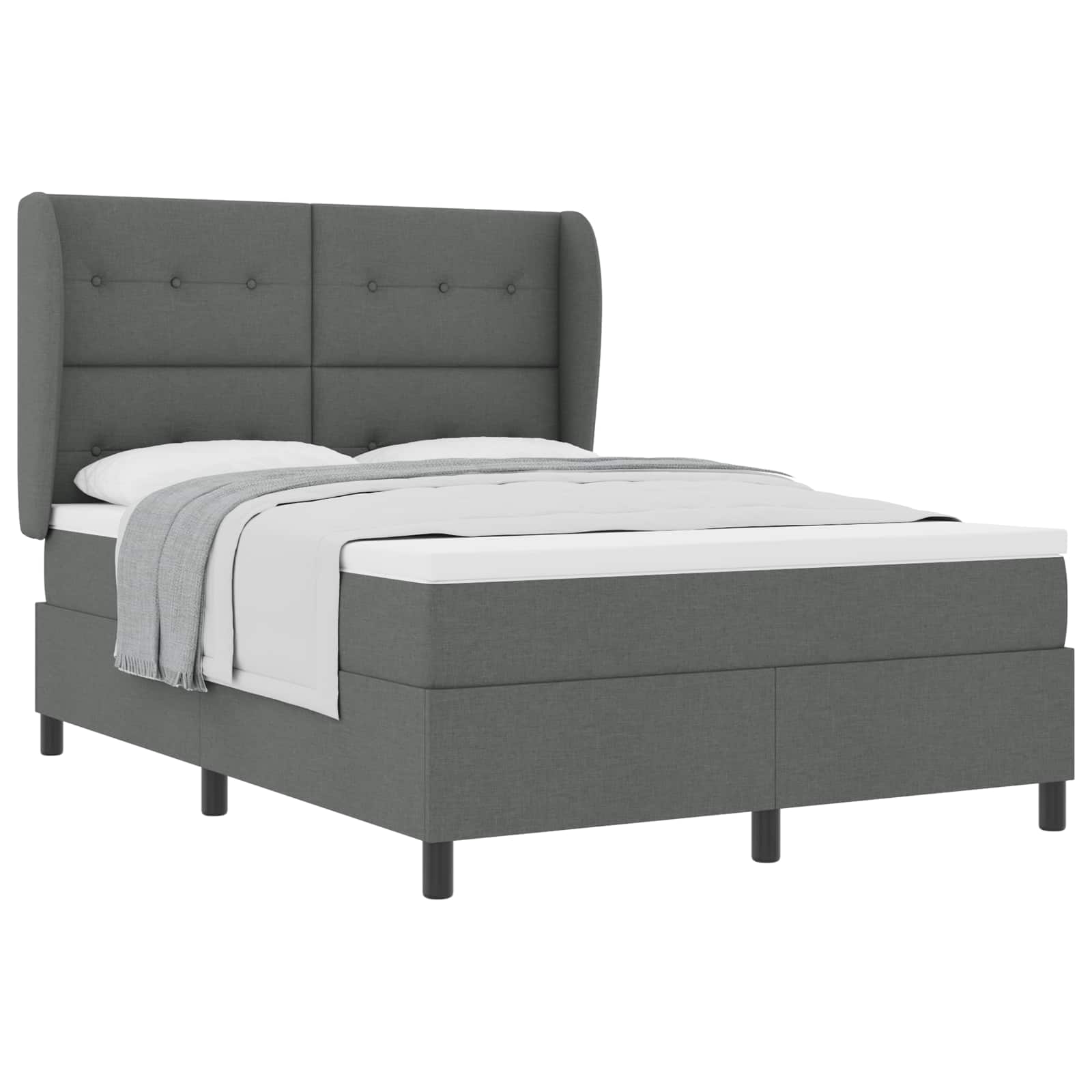 Boxspring bed met matras Donkergrijs 140 x 200 cm Stof is nu te koop bij PeponiXL, paradijselijk wonen!