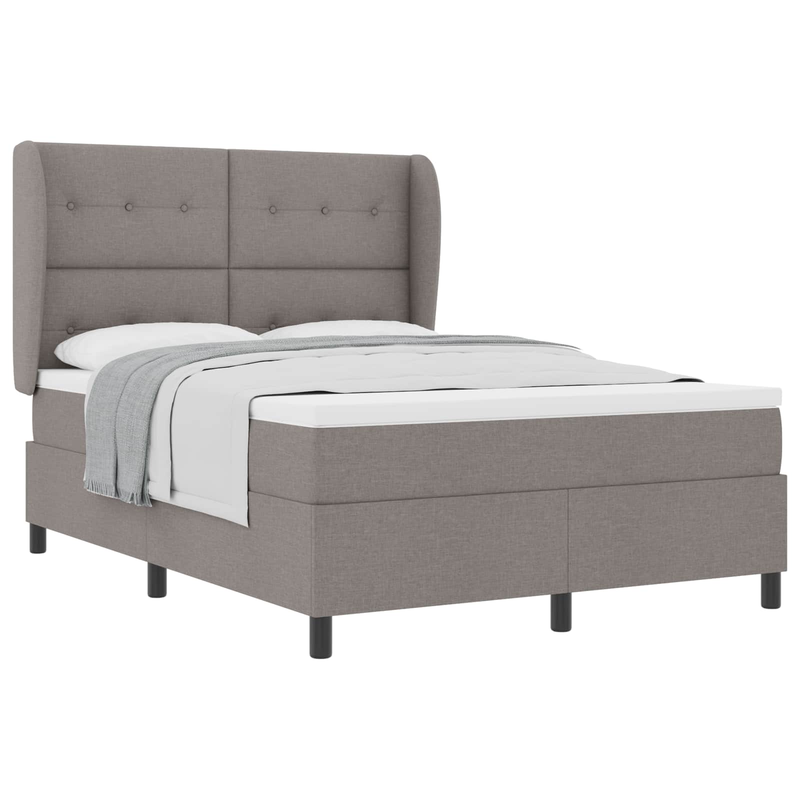 Boxspring bed met matras met hoofdeinde Taupe 140 x 200 cm Stof is nu te koop bij PeponiXL, paradijselijk wonen!