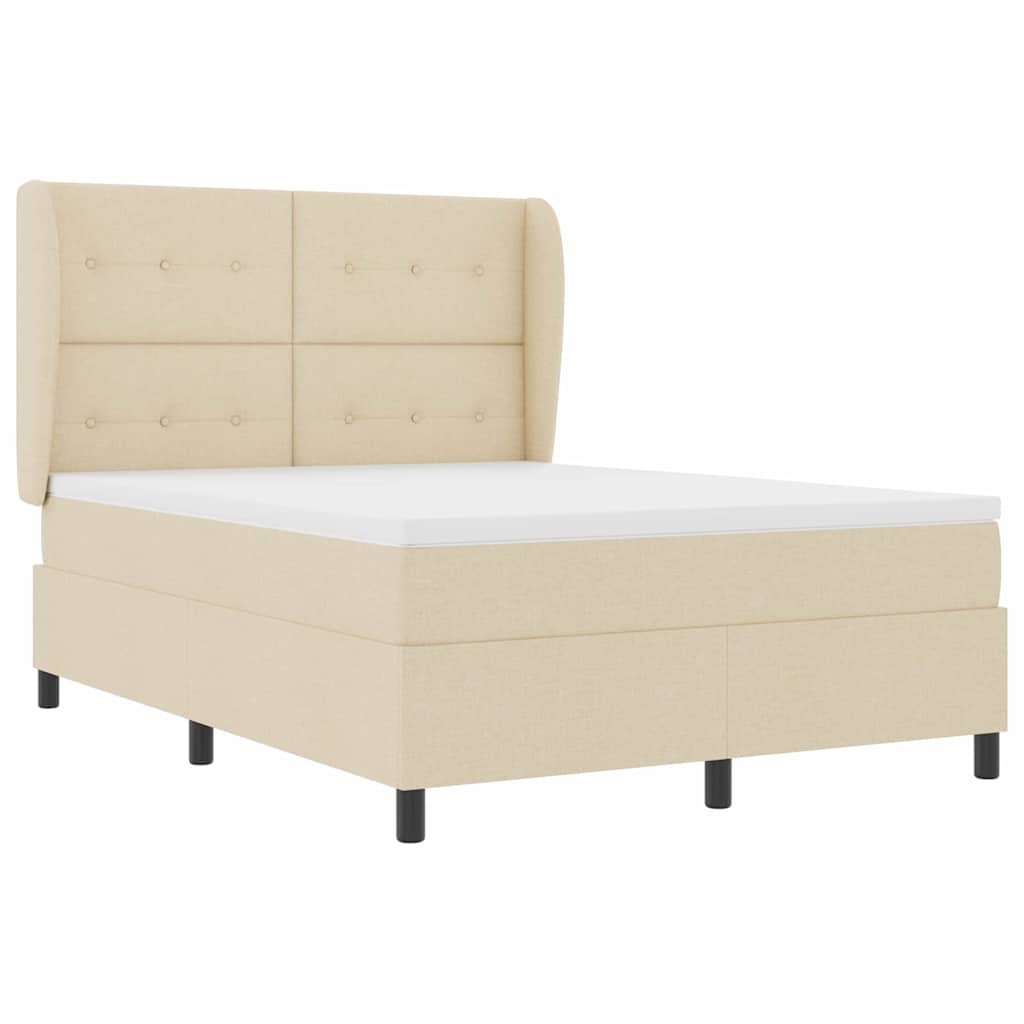 Boxspring bed met matras met hoofdeinde Crème 140 x 200 cm Stof is nu te koop bij PeponiXL, paradijselijk wonen!