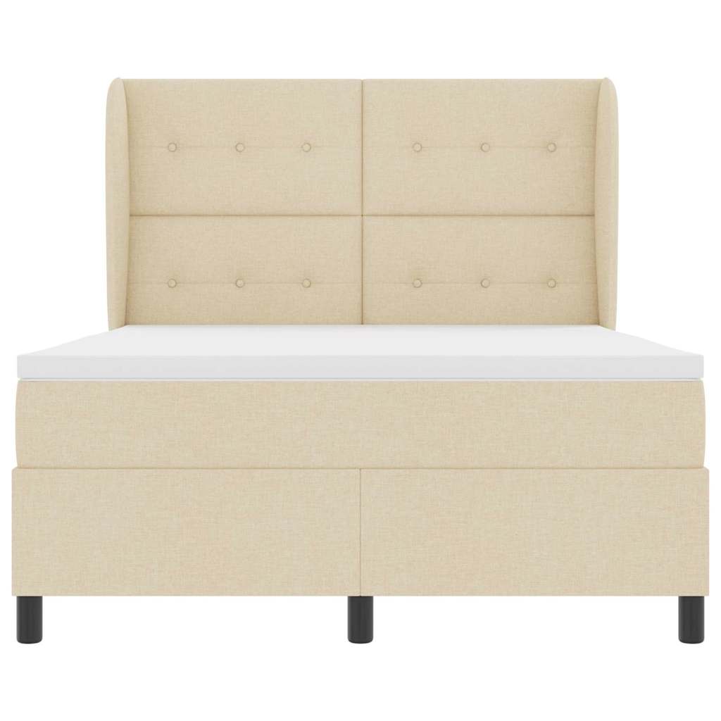 Boxspring bed met matras met hoofdeinde Crème 140 x 200 cm Stof is nu te koop bij PeponiXL, paradijselijk wonen!