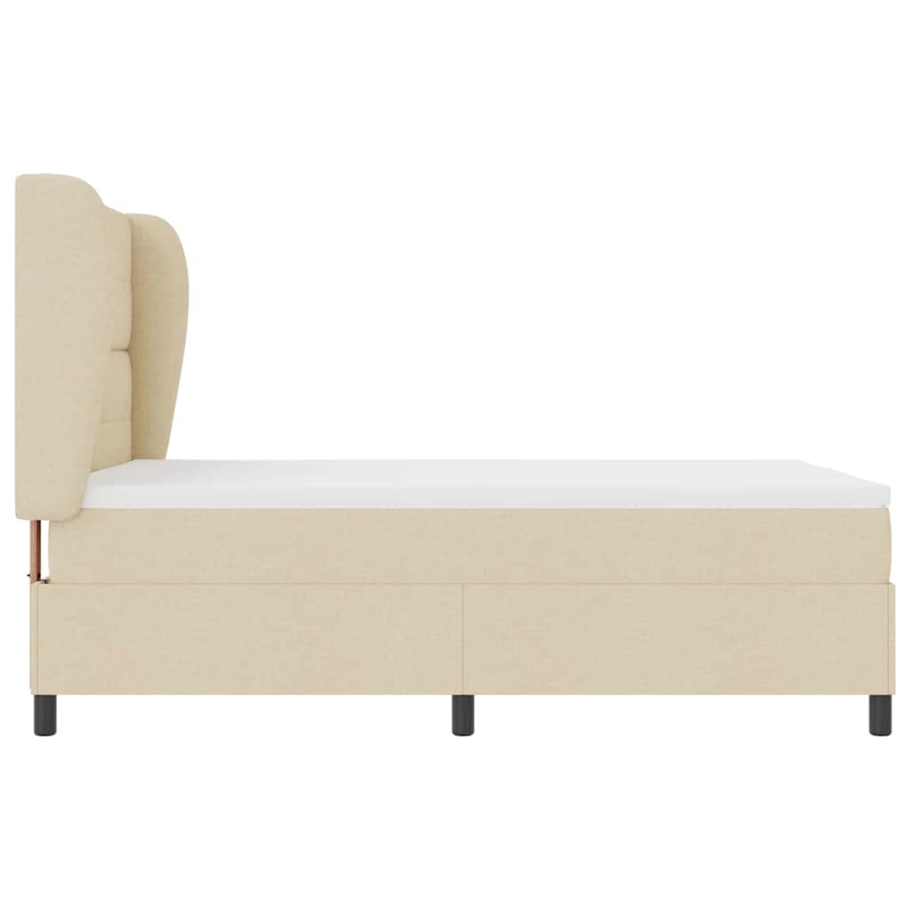 Boxspring bed met matras met hoofdeinde Crème 140 x 200 cm Stof is nu te koop bij PeponiXL, paradijselijk wonen!