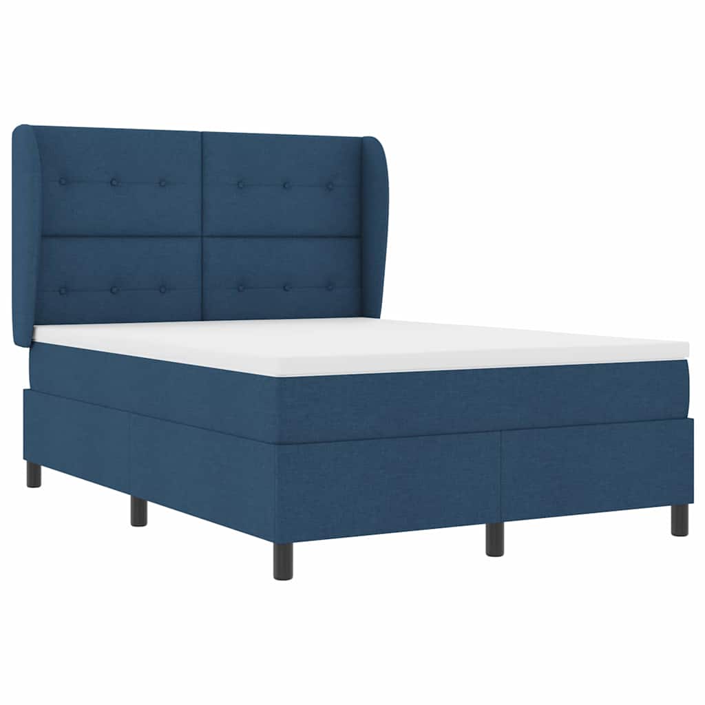 Boxspring bed met matras met hoofdeinde Blauw 140 x 200 cm Stof is nu te koop bij PeponiXL, paradijselijk wonen!