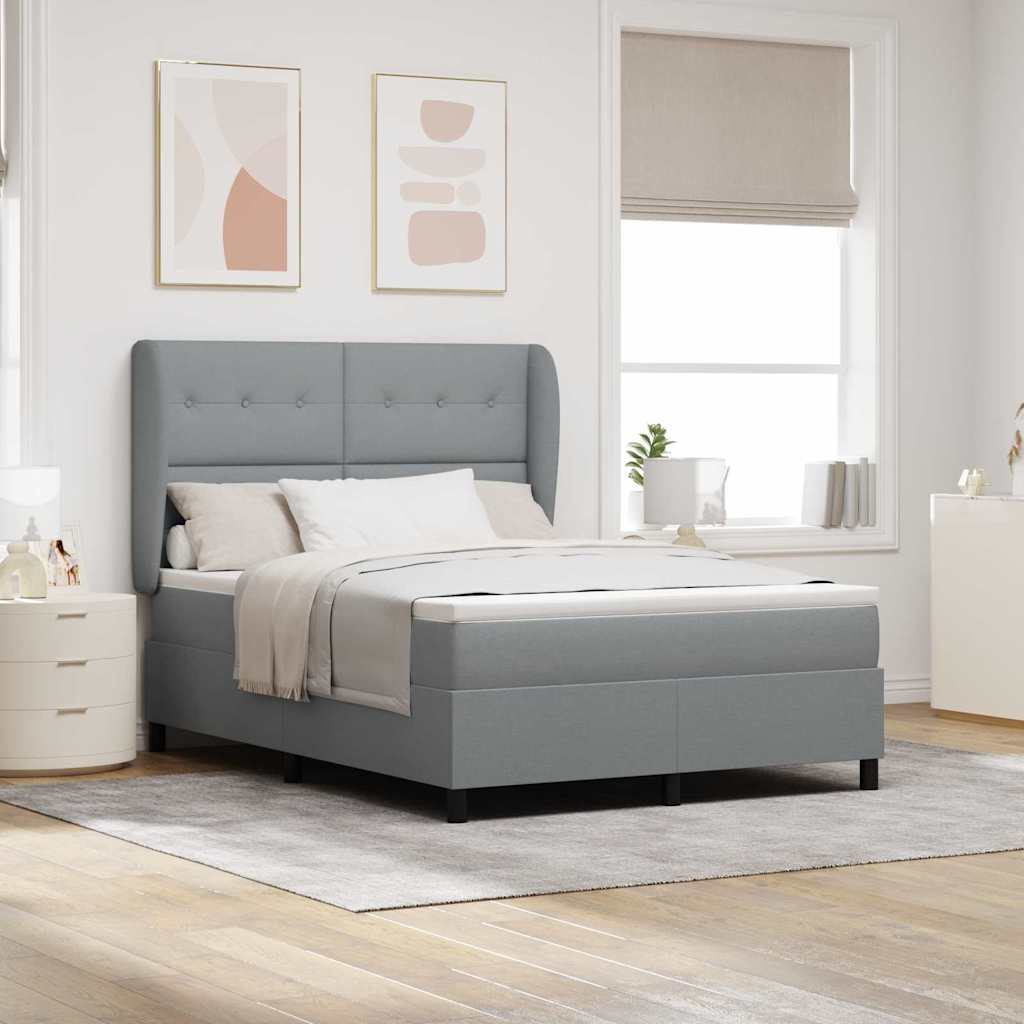 Boxspring bed met matras Lichtgrijs 160 x 200 cm Stof is nu te koop bij PeponiXL, paradijselijk wonen!