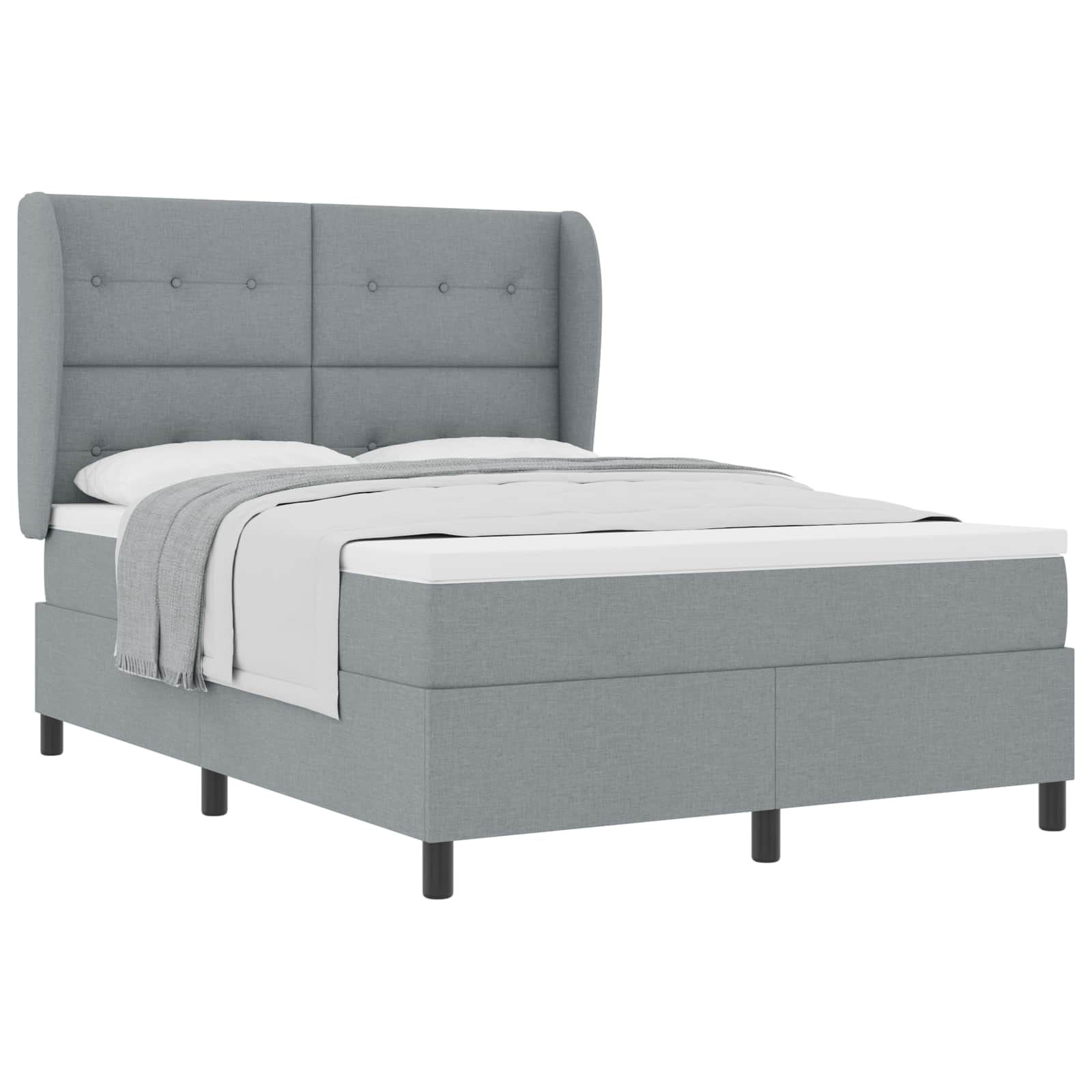 Boxspring bed met matras Lichtgrijs 160 x 200 cm Stof is nu te koop bij PeponiXL, paradijselijk wonen!
