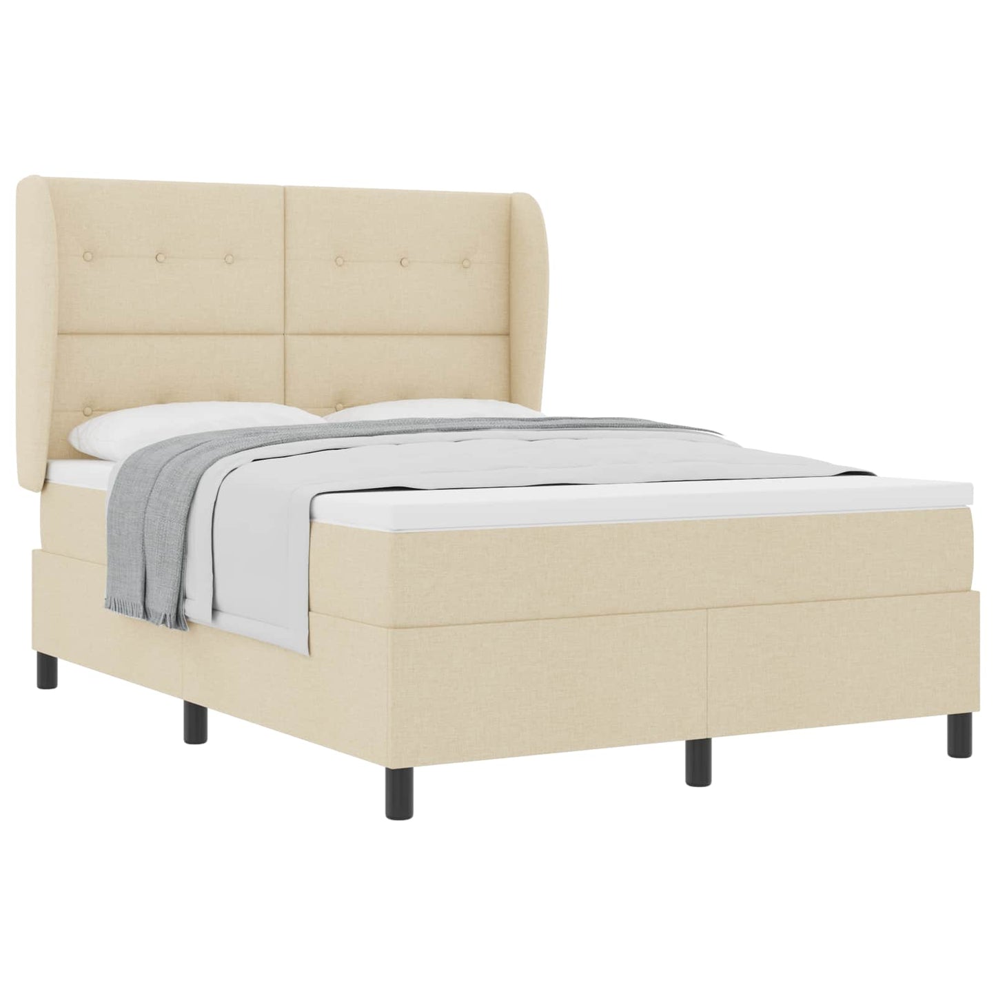 Boxspring bed met matras met hoofdeinde Crème 160 x 200 cm Stof is nu te koop bij PeponiXL, paradijselijk wonen!