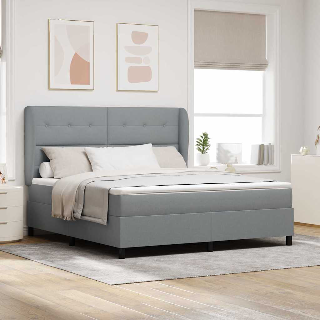 Boxspring bed met matras Lichtgrijs 180 x 200 cm Stof is nu te koop bij PeponiXL, paradijselijk wonen!