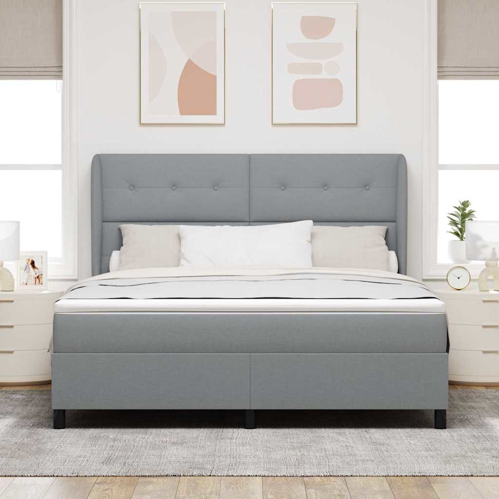 Boxspring bed met matras Lichtgrijs 180 x 200 cm Stof is nu te koop bij PeponiXL, paradijselijk wonen!