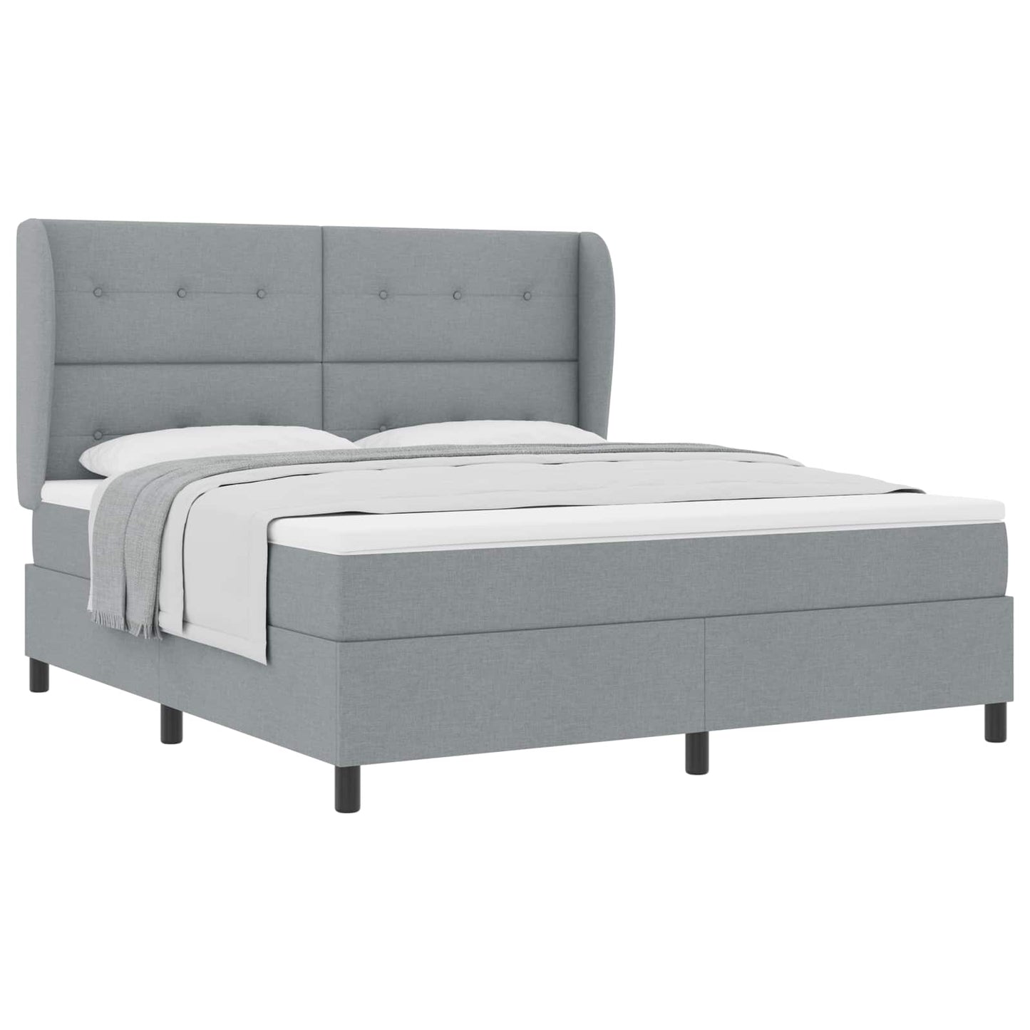 Boxspring bed met matras Lichtgrijs 180 x 200 cm Stof is nu te koop bij PeponiXL, paradijselijk wonen!