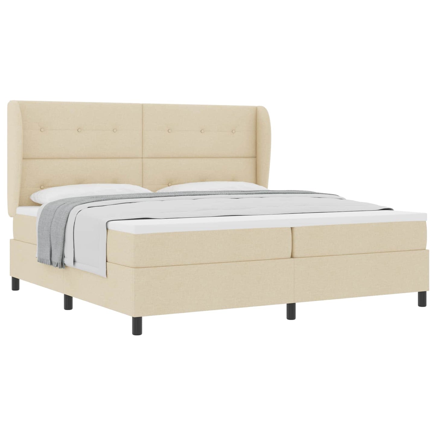 Boxspring bed met matras met hoofdeinde Crème 200 x 200 cm Stof is nu te koop bij PeponiXL, paradijselijk wonen!