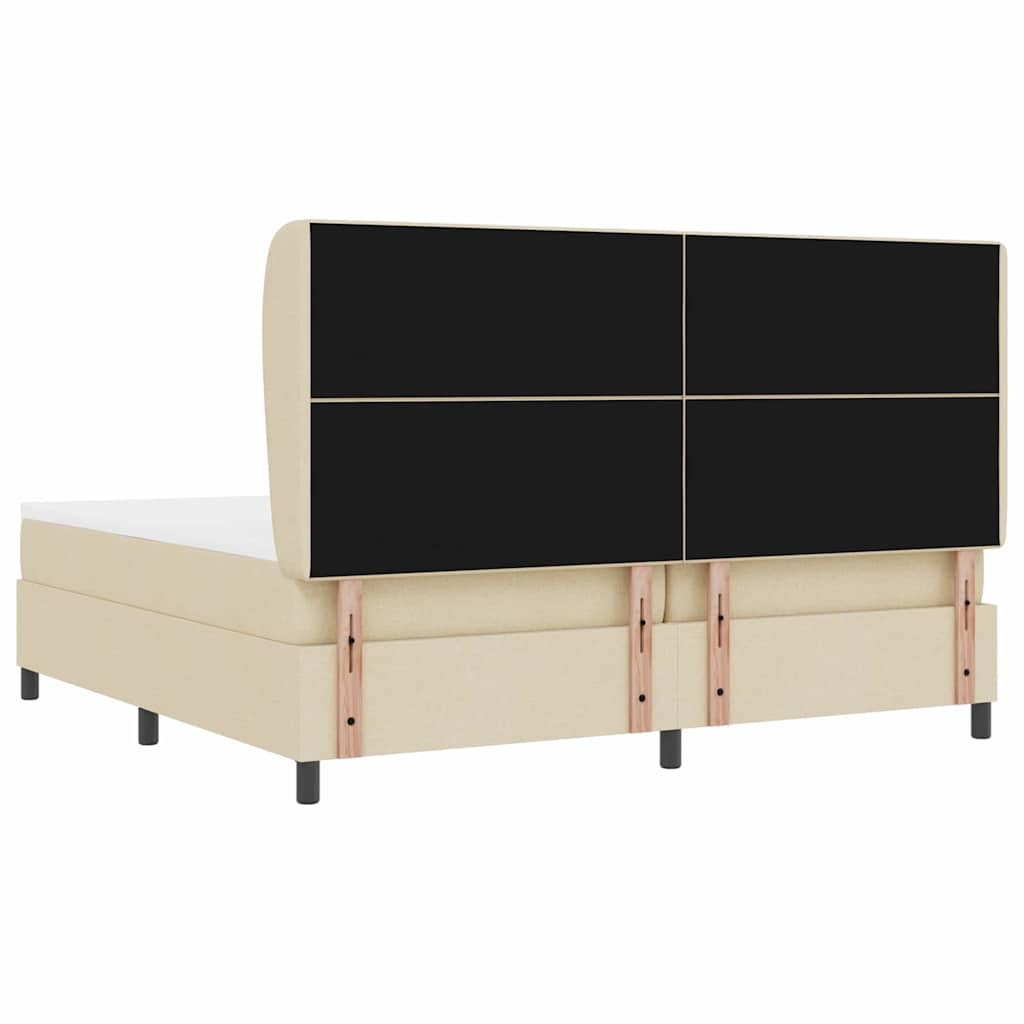 Boxspring bed met matras met hoofdeinde Crème 200 x 200 cm Stof is nu te koop bij PeponiXL, paradijselijk wonen!