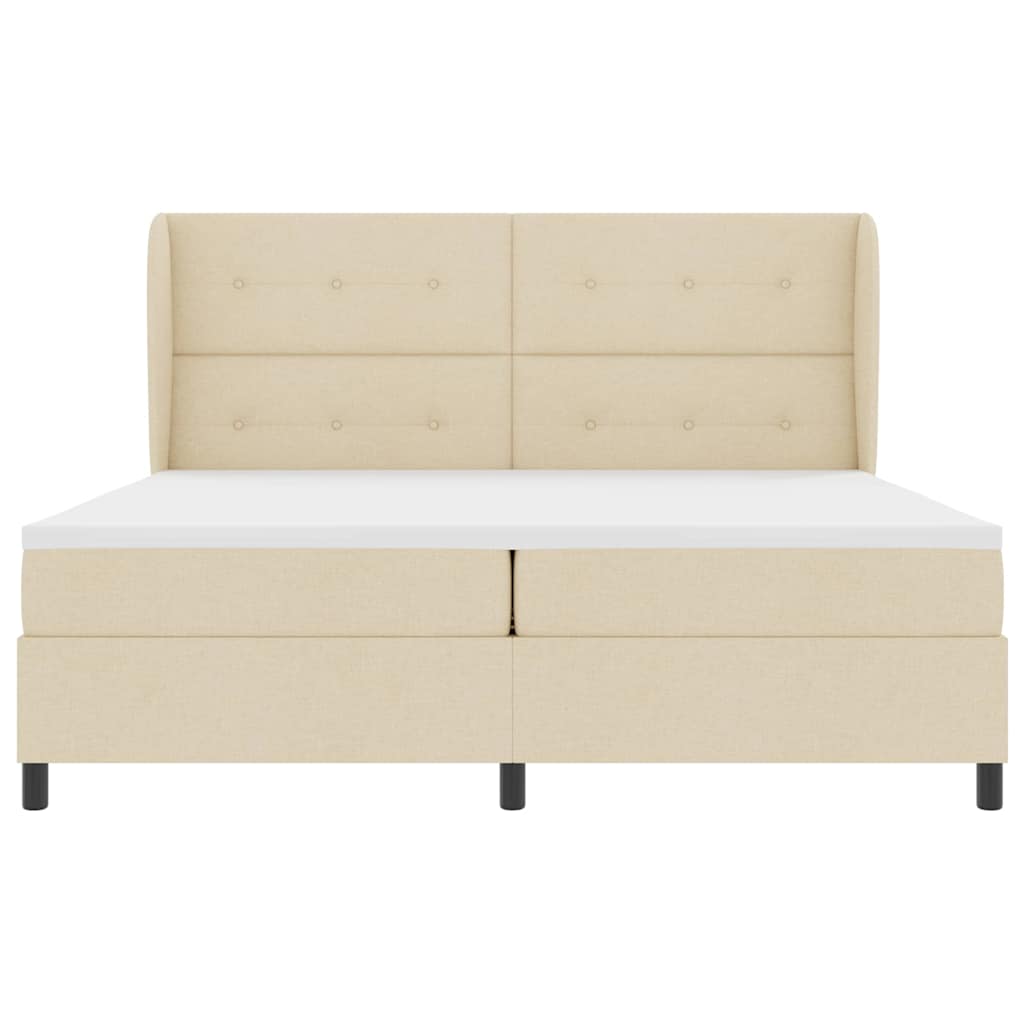 Boxspring bed met matras met hoofdeinde Crème 200 x 200 cm Stof is nu te koop bij PeponiXL, paradijselijk wonen!