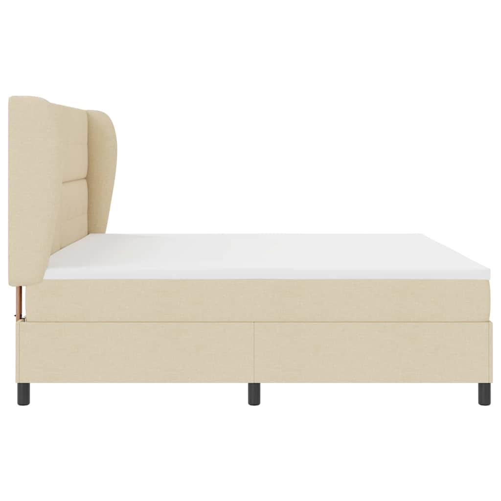 Boxspring bed met matras met hoofdeinde Crème 200 x 200 cm Stof is nu te koop bij PeponiXL, paradijselijk wonen!