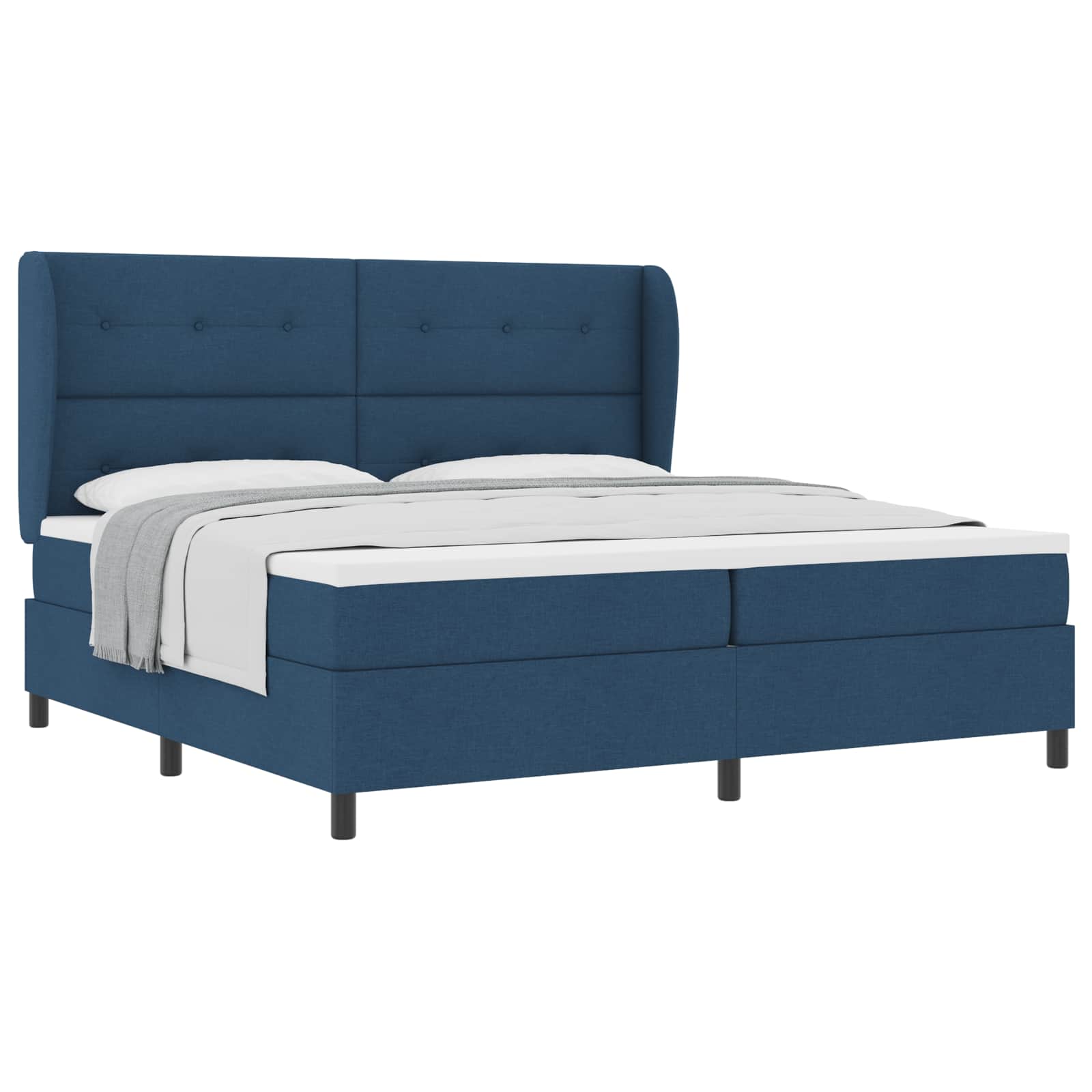 Boxspring bed met matras met hoofdeinde Blauw 200 x 200 cm Stof is nu te koop bij PeponiXL, paradijselijk wonen!