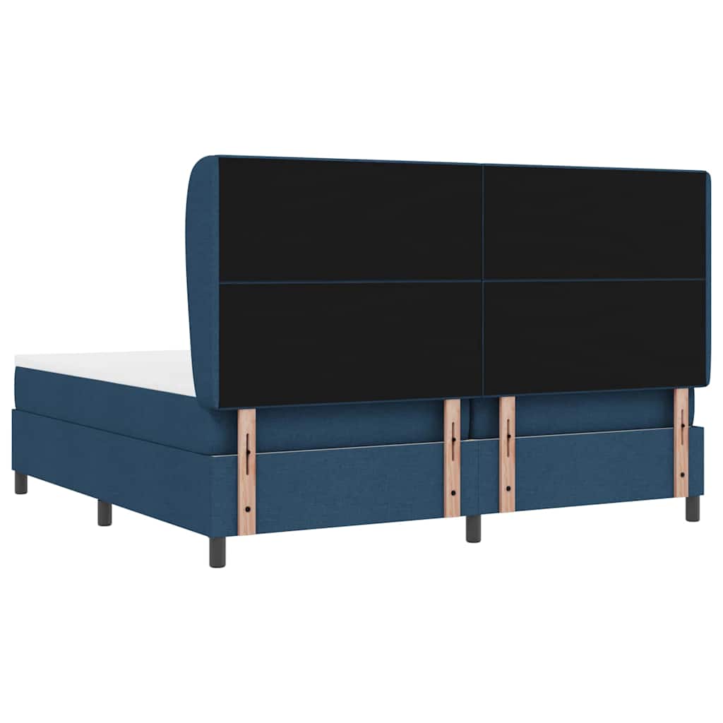 Boxspring bed met matras met hoofdeinde Blauw 200 x 200 cm Stof is nu te koop bij PeponiXL, paradijselijk wonen!