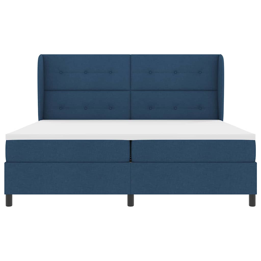 Boxspring bed met matras met hoofdeinde Blauw 200 x 200 cm Stof is nu te koop bij PeponiXL, paradijselijk wonen!