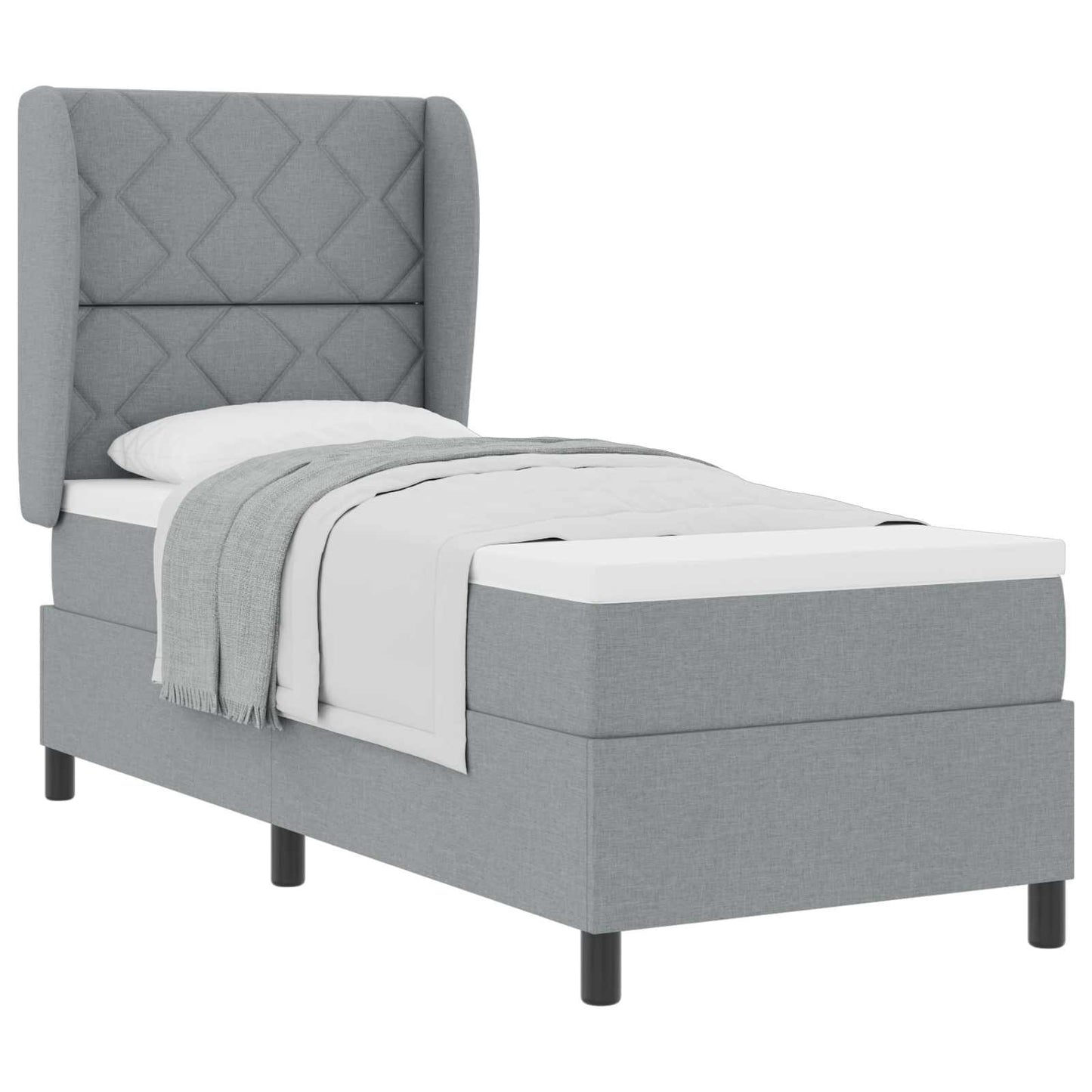 Boxspring bed met matras Lichtgrijs 80 x 200 cm Stof is nu te koop bij PeponiXL, paradijselijk wonen!