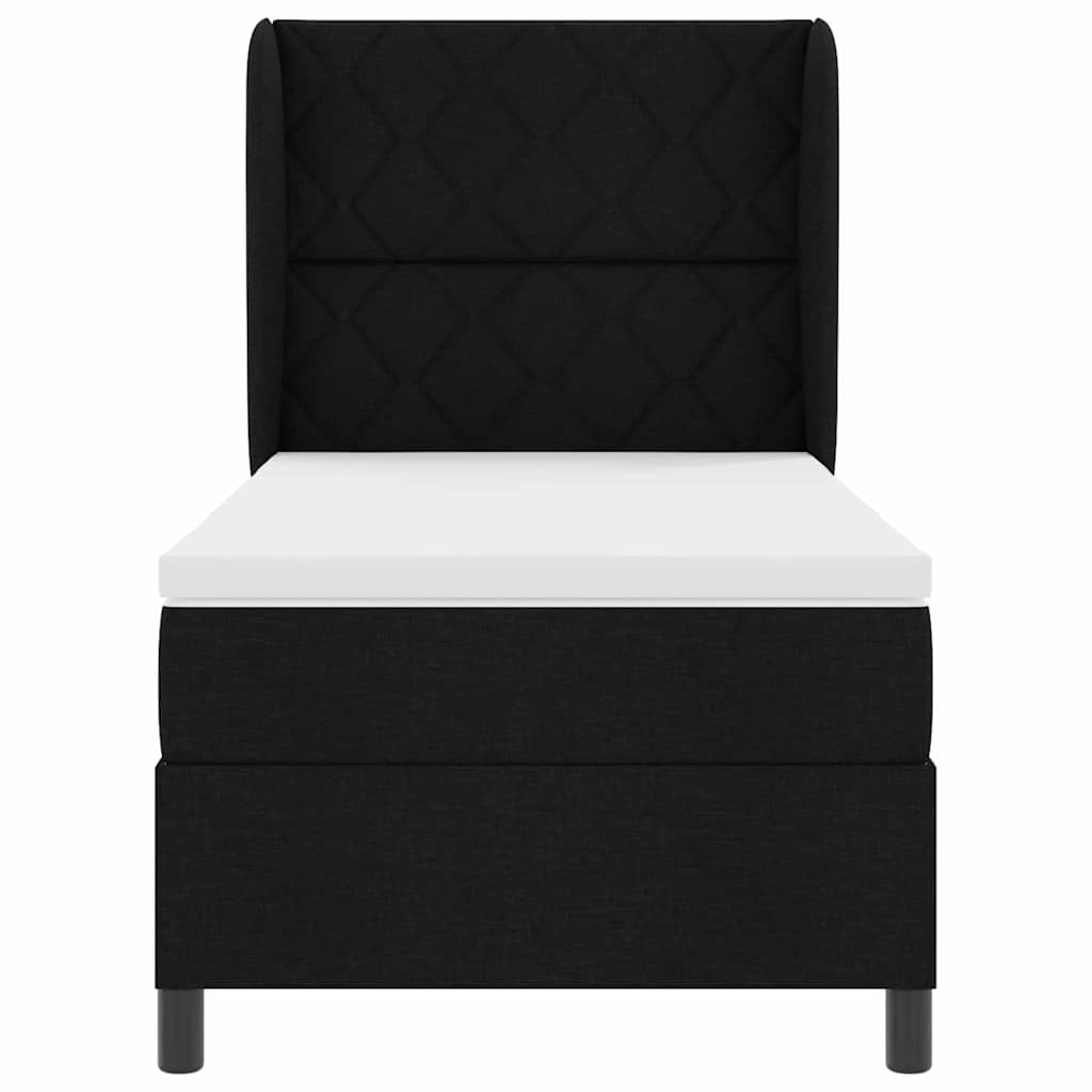 Boxspring bed met matras met hoofdeinde Zwart 100 x 200 cm Stof is nu te koop bij PeponiXL, paradijselijk wonen!