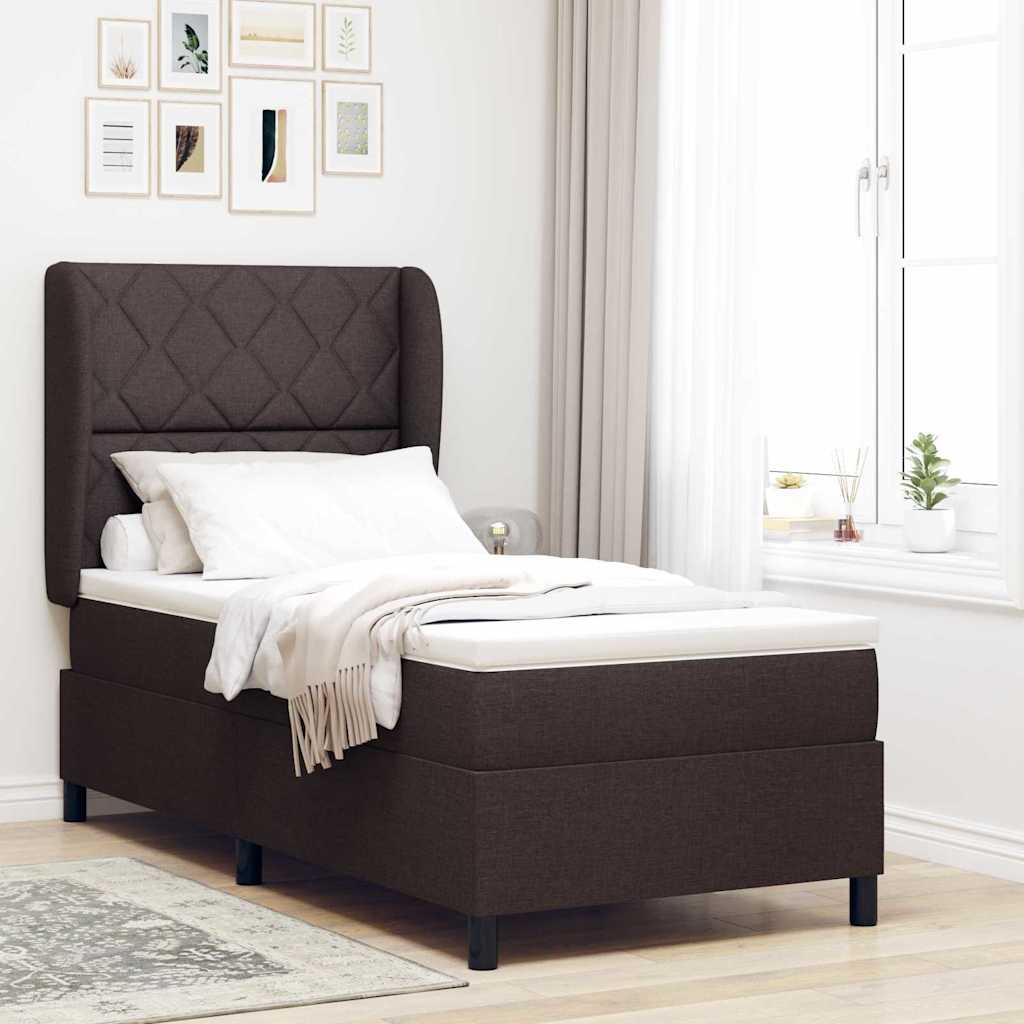 Boxspring bed met matras Donkerbruin 100 x 200 cm Stof is nu te koop bij PeponiXL, paradijselijk wonen!