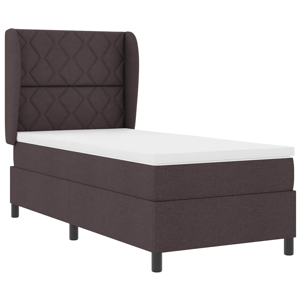 Boxspring bed met matras Donkerbruin 100 x 200 cm Stof is nu te koop bij PeponiXL, paradijselijk wonen!
