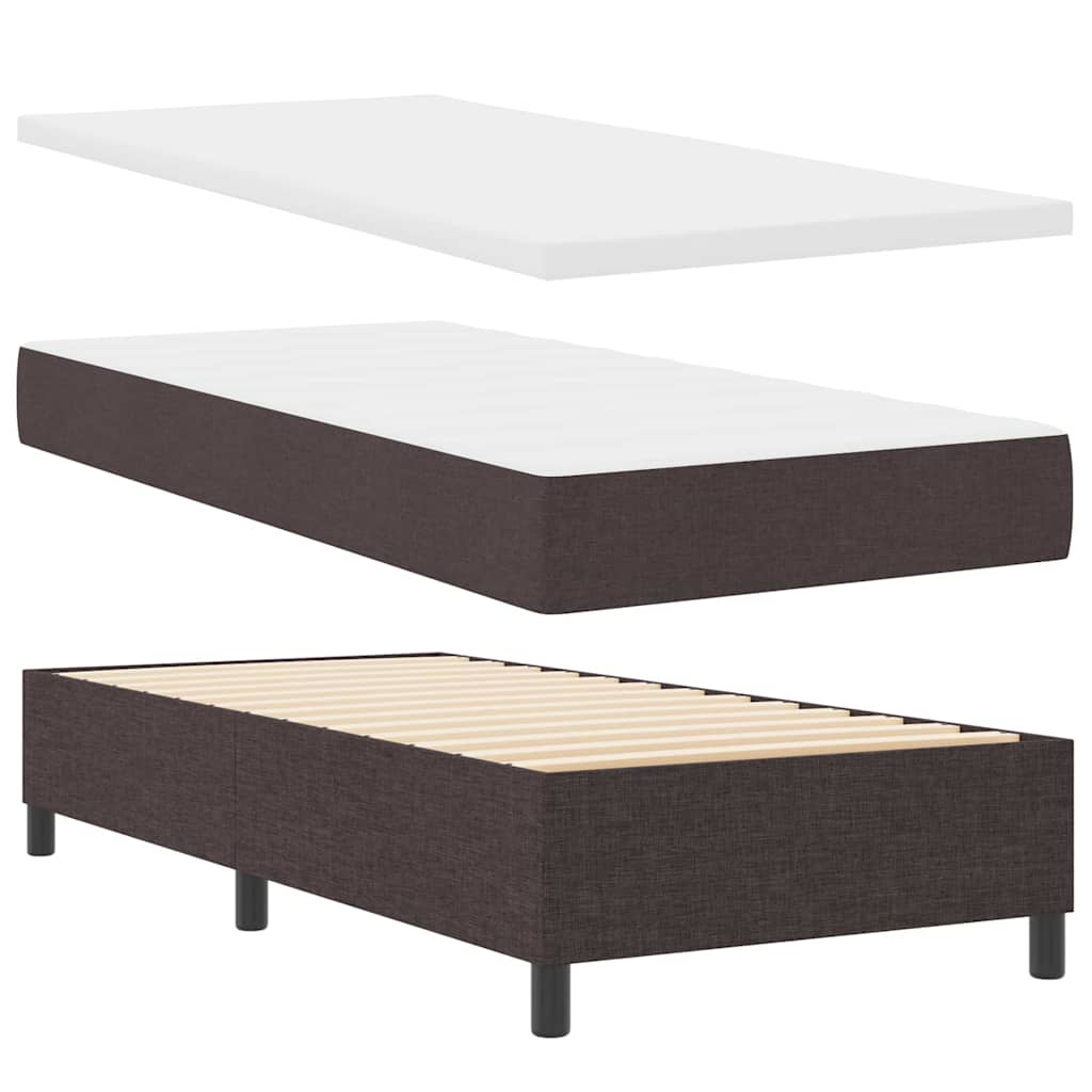 Boxspring bed met matras Donkerbruin 100 x 200 cm Stof is nu te koop bij PeponiXL, paradijselijk wonen!