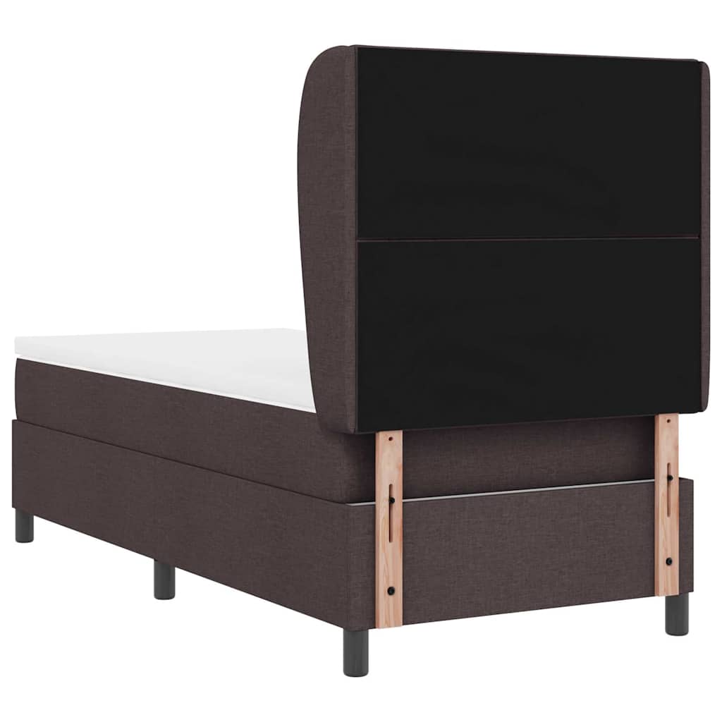 Boxspring bed met matras Donkerbruin 100 x 200 cm Stof is nu te koop bij PeponiXL, paradijselijk wonen!