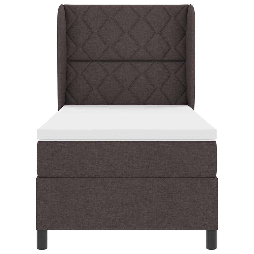 Boxspring bed met matras Donkerbruin 100 x 200 cm Stof is nu te koop bij PeponiXL, paradijselijk wonen!