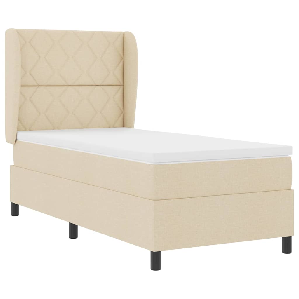 Boxspring bed met matras met hoofdeinde Crème 100 x 200 cm Stof is nu te koop bij PeponiXL, paradijselijk wonen!
