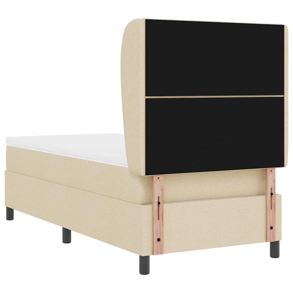 Boxspring bed met matras met hoofdeinde Crème 100 x 200 cm Stof is nu te koop bij PeponiXL, paradijselijk wonen!