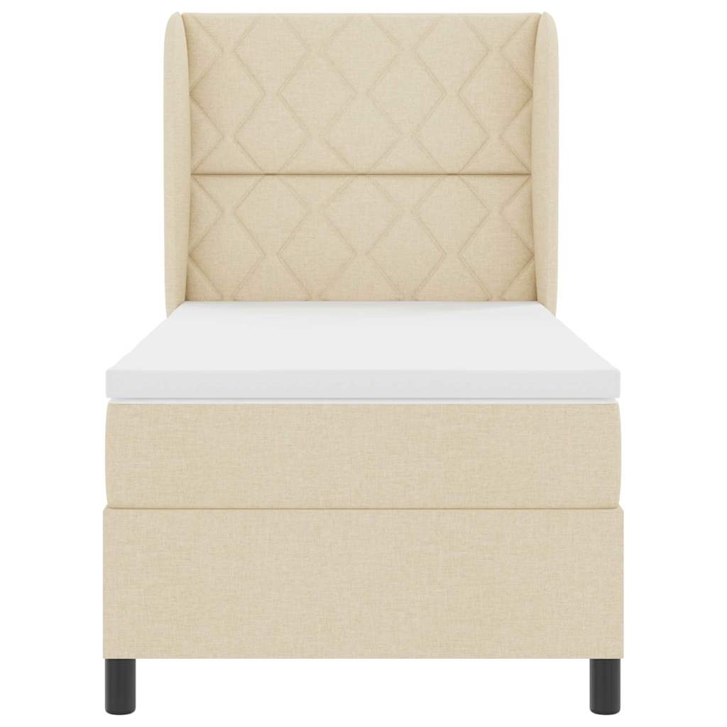 Boxspring bed met matras met hoofdeinde Crème 100 x 200 cm Stof is nu te koop bij PeponiXL, paradijselijk wonen!