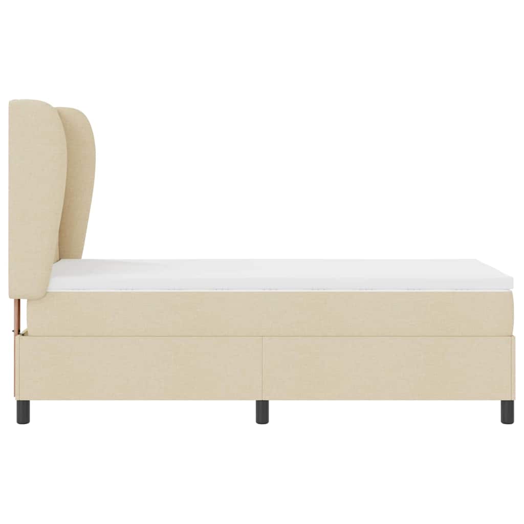 Boxspring bed met matras met hoofdeinde Crème 100 x 200 cm Stof is nu te koop bij PeponiXL, paradijselijk wonen!