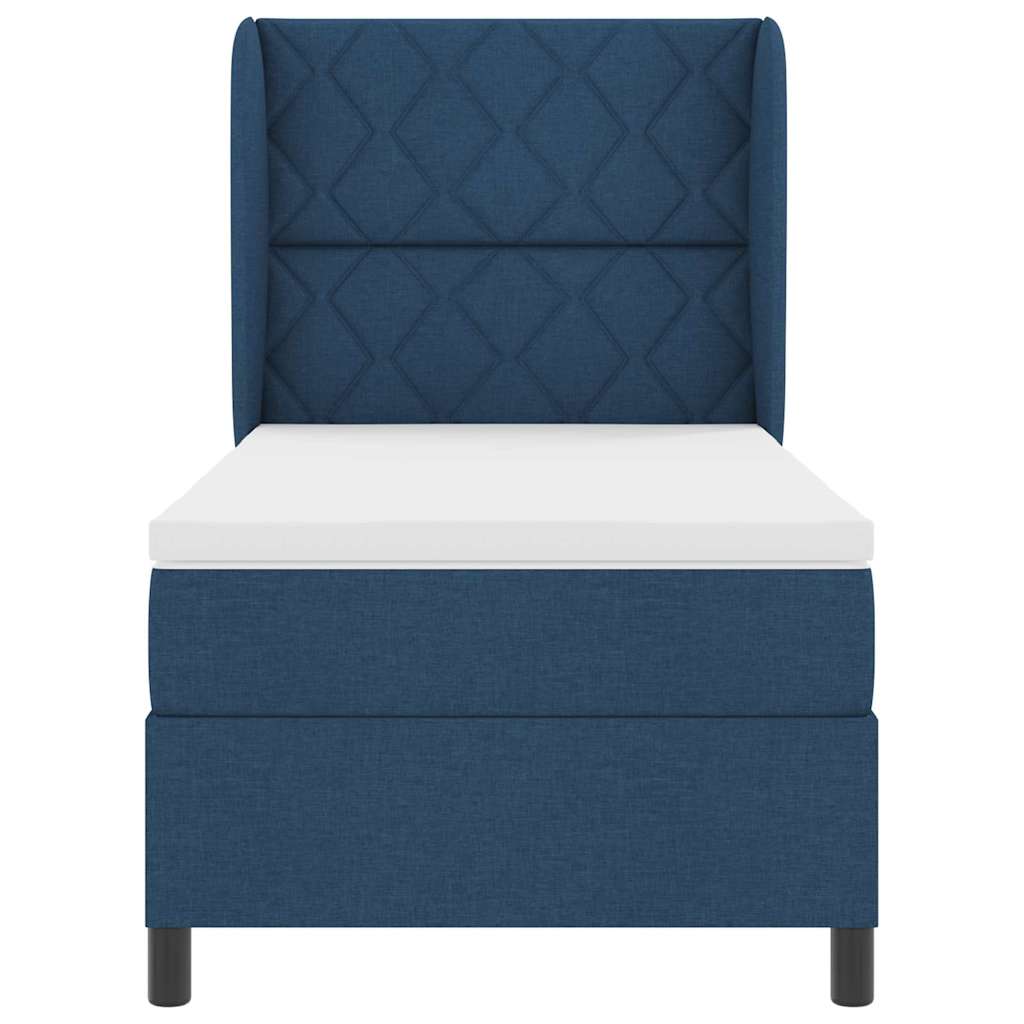 Boxspring bed met matras met hoofdeinde Blauw 100 x 200 cm Stof is nu te koop bij PeponiXL, paradijselijk wonen!