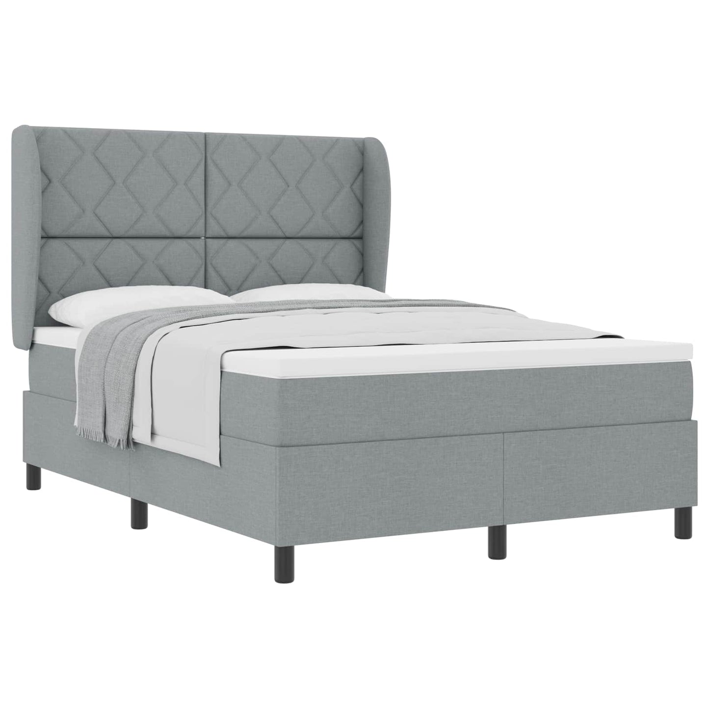 Boxspring bed met matras Lichtgrijs 160 x 200 cm Stof is nu te koop bij PeponiXL, paradijselijk wonen!